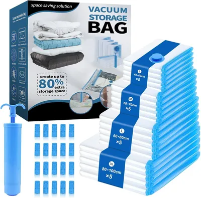 Produktbild von Vakuumbeutel, 20er Set, mit Handpumpe, für Kleidung