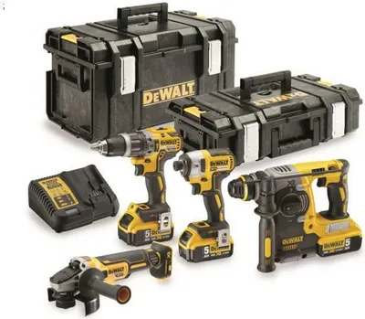 Zdjęcie produktu dla Dewalt Zestaw Combo 18V (Dcg405+Dch273+Dcd796+Dcf887) 3X5,0Ah 2Xtstak Dck422P3