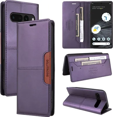 Produktbild von Handyhülle für Google Pixel 7 Pro Hülle, Leder Flip Wallet Kartenfach Stand Schutzhülle Lila