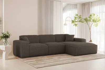 Produktbild von Ecksofa Designersofa CELES PREMIUM in Stoff Sven Braun Ottomane Rechts