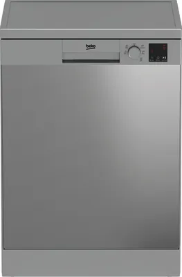 A front view of a freestanding Beko dishwasher.