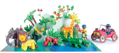 Produktbild von PlayMais 160045 WORLD Zusatzset Safari, Kartonvorlagen, bunt (1 Set)