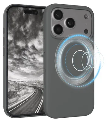 Produktbild von EAZY CASE Silikon MagSafe Handyhülle kompatibel mit Apple iPhone 17 Pro Hülle mit Kameraschutz, Silikonhülle, Schutzhülle Grau