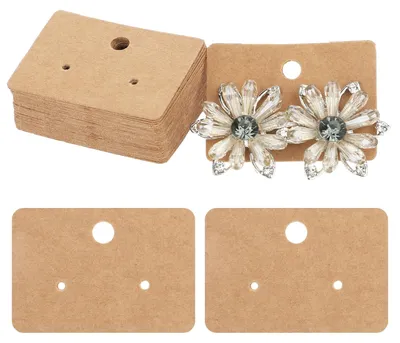 Immagine prodotto di TRANKIELO® - Set di 100 biglietti da presentazione in carta kraft per gioielli - 8,1 x 3,2 cm - Perfetti per orecchini e accessori