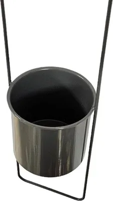 Produktbild von Blumenampel hängend aus Metall Grau Hängetopf Übertopf für Zimmerpflanzen Deko