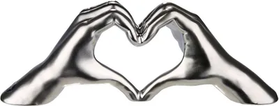 Produktbild von Gilde Hand Heart keramická matná strieborná plastika dekorácia srdce láska priateľstvo