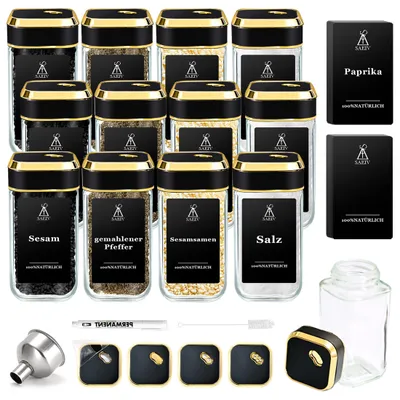 Obrázek produktu pro Sada nádobek na bylinky, 12 kusů, objem 120 ml, otočné o 360°, nerezová ocel, pro kuchyň