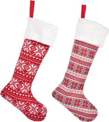Image de Bas de Noël tricoté pour Carol 45x11 cm, set de 2