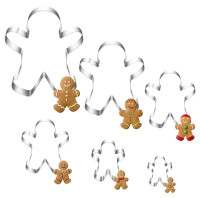 Produktbild von Set mit 6 Weihnachtsausstechern für Kekse, Ausstecher in Form von Lebkuchenmännchen