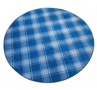 Produktbild von Picknickdecke XXL mit wasserfester Unterseite | waschbar | rund oder eckig | wasserabweisend | Stranddecke, Picknick-Matte, Campingdecke, Strandmatte (blau - ca. Ø 175 cm)