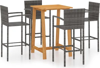 Produktbild von vidaXL 5-tlg. Gartenbar-Set Grau
