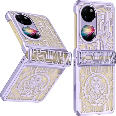 Produktbild von Hülle für Huawei P50 Pocket Luxus Galvanisierte Scharnierschutz Transparent Schutzhülle Lila
