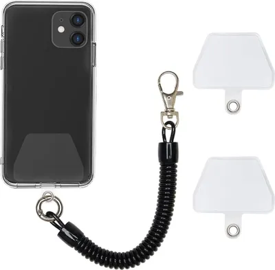 Obrázok produktu pre INF Bezpečnostný popruh na mobil / špirálový popruh s karabínkou Čierna