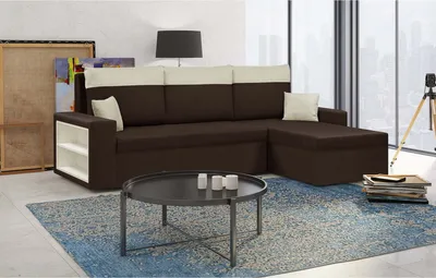 Produktbild von Ecksofa mit Schlaffunktion PABLO1 - Dunkelbraun/Creme