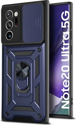 Image de Galaxy Note 20 Ultra Housse de protection avec rotation à 360° Anneau magnétique Support de béquille Dia Protection appareil photo TPU Bumper Silicone Housse de protection pour Samsung Galaxy Note 20 Ultra Bleu