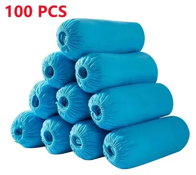 Obrázek produktu pro Jednorázové návleky na boty – protiskluzové – vodotěsné – prachotěsné – 100% polyester – balení 100 kusů – modré