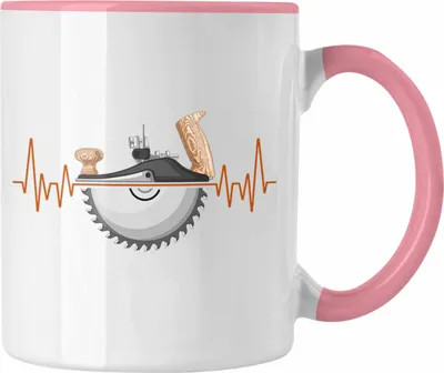 Produktbild von Trendation - Tischler Herzschlag Tasse Geschenk für Holzarbeiter Hobby Geschenkidee (Rosa)