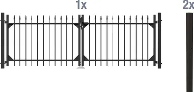 Produktbild von Alberts Doppeltor-Set für Zaunsystem Chaussee, Höhe 120 cm, Breite 300 cm, matt schwarz, zum Einbetonieren