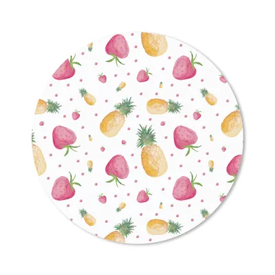 Produktbild von MuchoWow® Mauspad Mousepad Erdbeeren - Ananas - Aquarell - Schablonen 30x30 cm - Mousepads - Maus Mat - Pad - Mausunterlage - Tischunterlage - Schreibtischmatten