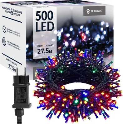 Obrázek produktu pro LED světelný řetěz - 27,5m, 500LED, 8 funkcí, paměť, IP44, multicolor