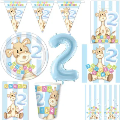 Produktbild von 2. Geburtstag XXL Partyset Deko Giraffe Kindergeburtstag