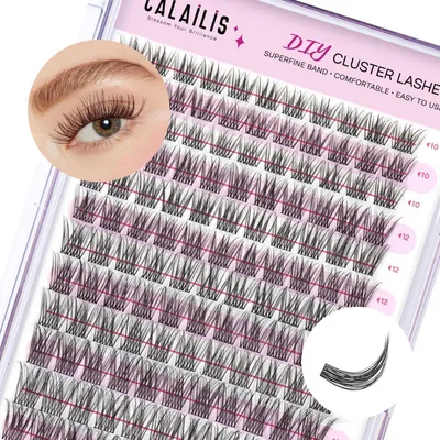 Image de Extensions de cils en cluster, type C, pour application manuelle, 132 pièces, mélange de longueurs de 10 à 16 mm