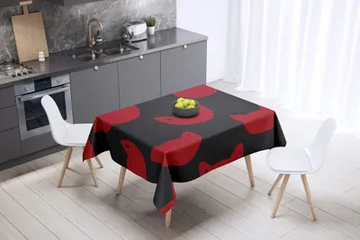 Tischdecke 140x140 cm, Polyester, wasserabweisend, rot/schwarz