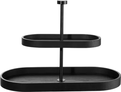 Produktbild von ASA Etagere 2-stufig, oval, schwarz WOOD 35,5 x 16,5 cm, H. 25 cm, Weidenholz
