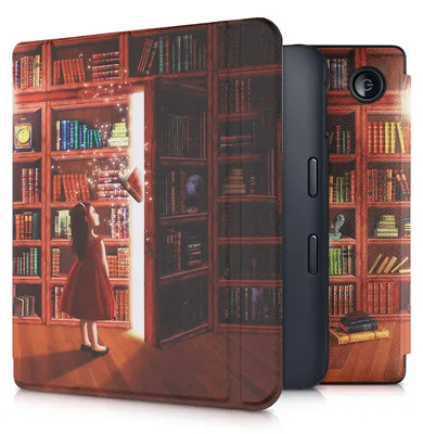 Produktbild von kwmobile Schutzhülle für Kobo Libra 2 Hülle - eReader Flip Case mit Auto Sleep Funktion - Magische Bibliothek mit Mehrfarbig