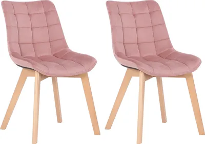 Produktbild von CLP 2er Esszimmerstühle Passaic Samt gesteppt pink