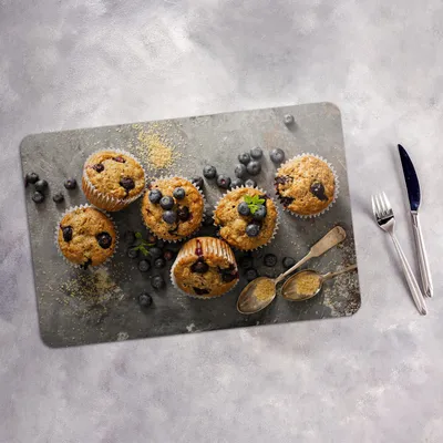 Produktbild von Tischset 4x45x30 cm Platzset Tischmatte Platzmatte Untersetzer - Blaubeer-Muffins