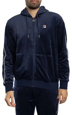 Produktbild von Fila Italo Velours-Kapuzenjacke mit Reißverschluss, Blau S