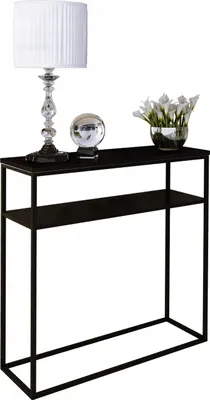 Zdjęcie produktu dla Konsola metalowa toaletka stolik półka stojąca loft czarny matowy 80x30h80