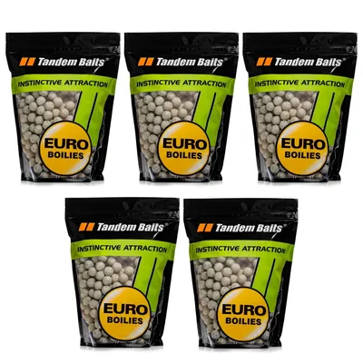 Produktbild von Tandem Baits 5-er Set Euro Boilies Knoblauch, Karpfen Angeln ohne Mühe, Köder zum Große-Fische-Angeln, Karpfenzubehör für Profis & Hobby-Angler 18 mm 1 kg