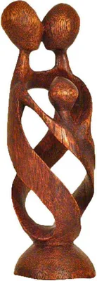 Produktbild von Holz Figur Skulptur Abstrakt Holzfigur Statue Afrika Asia Handarbeit Deko Familienkreis, 20 cm