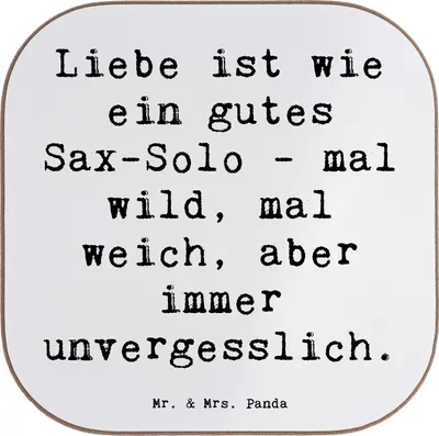 Produktbild von Mr. & Mrs. Panda Untersetzer Glas Spruch Saxophon Liebe - Weiß - Geschenk, Musik, gläseruntersetzer, Instrument, Tischschoner, Musikgeschichte, bieruntersetzer, Gläser