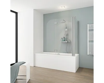 Produktbild von SCHULTE Badewannenaufsatz 2-teilig mit Seitenwand Komfort ExpressPlus 114,6 x 140 cm Klarglas Profilfarbe aluminium EP33