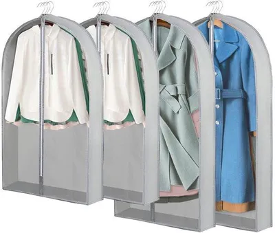 Produktbild von Kleiderhüllen 4er-Pack, atmungsaktiv, 60x100cm, Stoffschutzbeutel