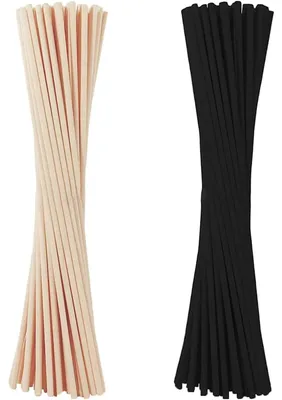 50 Diffuserstäbchen 20 cm, natur & schwarz, Nachfüllpackung