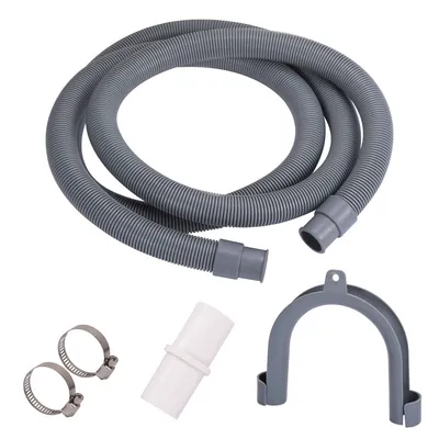 Produktbild von 1 STÜCKE Ersatz 3 m Abflussschlauch Verlängerungsset für Waschmaschine,Trockner und Spülmaschine (U Curved Board + 2 Klemmen + 1 weißer Anschluss)