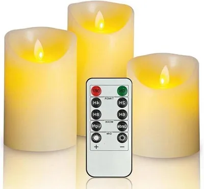Obrázok produktu pre LED sviečky s časovačom a diaľkovým ovládaním, vodotesné, blikajúce, sada 3 ks