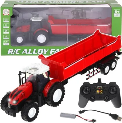 Obrázok produktu pre Diaľkovo ovládaný traktor s prívesom, RC diaľkové ovládanie, svetlá – červený