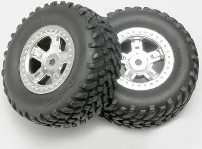 Produktbild von Traxxas TRX7073 Reifen auf Felge Satin Chrome 1:16 Slash (2 Stk.)
