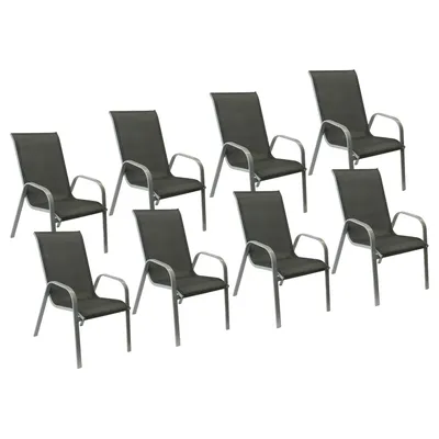 Image de Lot de 8 chaises MARBELLA en textilène gris - aluminium gris