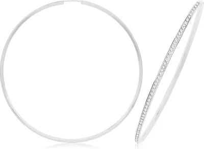 Produktbild von 9 Karat (375) Weißgold Damen - Paar Creolen - 60mm; TRS369249KWMM60