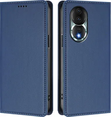 Image de Etui en cuir pour Honor 80, étui magnétique en cuirPolyuréthaneavec support Bleu foncé