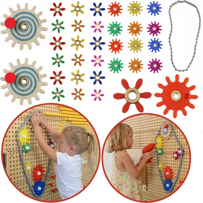 Obrázek produktu pro MASTERKIDZ Ozubená Kola Postavte si Vlastní Mechanismus - Vědecko-Kreativní Tabule STEM