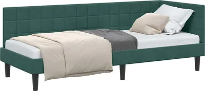 Immagine prodotto di vidaXL Struttura letto ad angolo con testiera verde scuro 80 cm x 200 cm in velluto