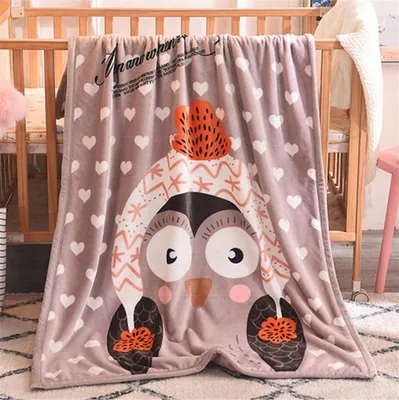 Obrázok produktu pre Mäkká deka z ovčej vlny, detský motív, plyšová deka, 100x140 cm, deka pre bábätko, fleecová deka, deka na pohovku, dekoračná deka, vlnená deka, prikrývka, motív sovy