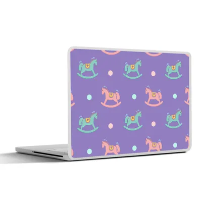 Produktbild von MuchoWow® Laptop Aufkleber Sticker Cover Schaukelpferd - Muster - Geburt 25x18 cm - Laptop-Deko